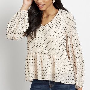 Maurice’s Swiss Dot Babydoll Blouse